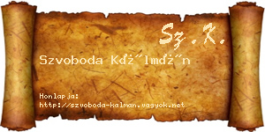 Szvoboda Kálmán névjegykártya